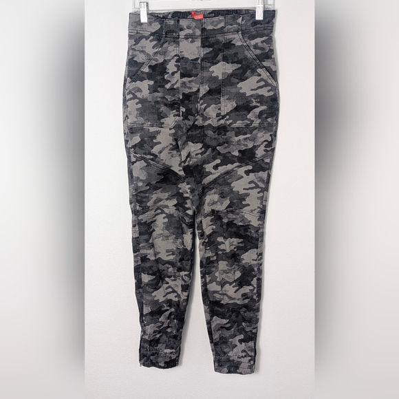 SPANX Stretch Twill Cargo Jogger Pants Womens Medium Gray Ankle Zip Slimming - Picture 4 of 16